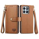 For Honor X8B Love Zipper Lanyard Leather Phone Case(Brown) - 1