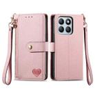 For Honor X8B Love Zipper Lanyard Leather Phone Case(Pink) - 1