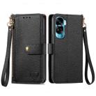 For Honor X50i Love Zipper Lanyard Leather Phone Case(Black) - 1