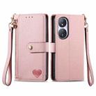 For Honor Play 50 Plus Love Zipper Lanyard Leather Phone Case(Pink) - 1