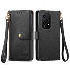 For Honor 200 Lite Global Love Zipper Lanyard Leather Phone Case(Black) - 1