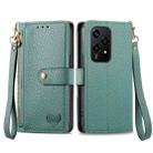 For Honor 200 Lite Global Love Zipper Lanyard Leather Phone Case(Green) - 1