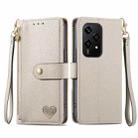 For Honor 200 Lite Global Love Zipper Lanyard Leather Phone Case(Gray) - 1