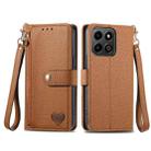 For Honor 200 Smart Love Zipper Lanyard Leather Phone Case(Brown) - 2