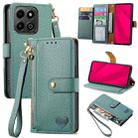 For Honor 200 Smart Love Zipper Lanyard Leather Phone Case(Green) - 1