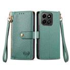 For Honor 200 Smart Love Zipper Lanyard Leather Phone Case(Green) - 2