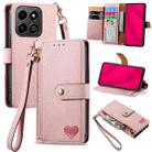 For Honor 200 Smart Love Zipper Lanyard Leather Phone Case(Pink) - 1