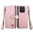 For Honor 200 Smart Love Zipper Lanyard Leather Phone Case(Pink) - 2