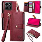 For Honor 200 Smart Love Zipper Lanyard Leather Phone Case(Red) - 1