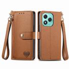 For Honor 400 Lite Love Zipper Lanyard Leather Phone Case(Brown) - 2