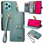 For Honor 400 Lite Love Zipper Lanyard Leather Phone Case(Green) - 1