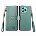 For Honor 400 Lite Love Zipper Lanyard Leather Phone Case(Green) - 2