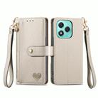 For Honor 400 Lite Love Zipper Lanyard Leather Phone Case(Gray) - 2