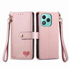 For Honor 400 Lite Love Zipper Lanyard Leather Phone Case(Pink) - 2