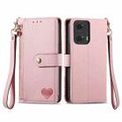 For Motorola Moto G24 Love Zipper Lanyard Leather Phone Case(Pink) - 1