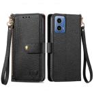 For Motorola Moto G34 Love Zipper Lanyard Leather Phone Case(Black) - 1