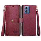 For Motorola Moto G34 Love Zipper Lanyard Leather Phone Case(Red) - 1