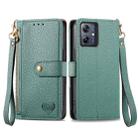 For Motorola Moto G54 Love Zipper Lanyard Leather Phone Case(Green) - 1