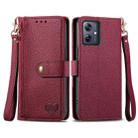 For Motorola Moto G54 Love Zipper Lanyard Leather Phone Case(Red) - 1