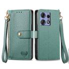 For Motorola Edge 50 Pro Love Zipper Lanyard Leather Phone Case(Green) - 1