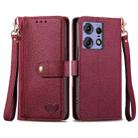 For Motorola Edge 50 Pro Love Zipper Lanyard Leather Phone Case(Red) - 1