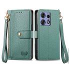 For Motorola Edge 50 Fusion Love Zipper Lanyard Leather Phone Case(Green) - 1