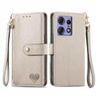 For Motorola Edge 50 Fusion Love Zipper Lanyard Leather Phone Case(Gray) - 1