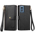 For Motorola Moto G Play 2024 Love Zipper Lanyard Leather Phone Case(Black) - 1