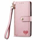 For Motorola Moto G Play 2024 Love Zipper Lanyard Leather Phone Case(Pink) - 2