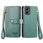 For Motorola Moto G Power 5G 2024 Love Zipper Lanyard Leather Phone Case(Green) - 1