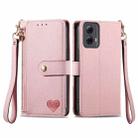 For Motorola Moto G Power 5G 2024 Love Zipper Lanyard Leather Phone Case(Pink) - 1