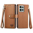 For Motorola Moto G75 5G Love Zipper Lanyard Leather Phone Case(Brown) - 1