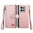 For Motorola Moto G75 5G Love Zipper Lanyard Leather Phone Case(Pink) - 1