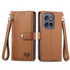 For Motorola Moto S50 Love Zipper Lanyard Leather Phone Case(Brown) - 2