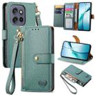 For Motorola Moto S50 Love Zipper Lanyard Leather Phone Case(Green) - 1