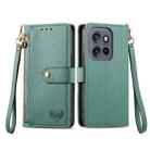 For Motorola Moto S50 Love Zipper Lanyard Leather Phone Case(Green) - 2