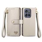 For Motorola Moto S50 Love Zipper Lanyard Leather Phone Case(Gray) - 2