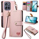 For Motorola Moto S50 Love Zipper Lanyard Leather Phone Case(Pink) - 1