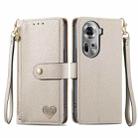 For OPPO Reno11 5G Global Love Zipper Lanyard Leather Phone Case(Gray) - 1