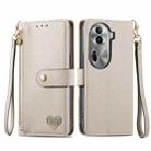 For OPPO Reno11 Pro 5G Global Love Zipper Lanyard Leather Phone Case(Gray) - 1