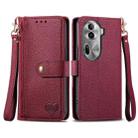 For OPPO Reno11 Pro 5G Global Love Zipper Lanyard Leather Phone Case(Red) - 1