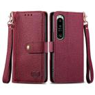 For Sony Xperia 1 IV Love Zipper Lanyard Leather Phone Case(Red) - 1