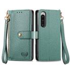 For Sony Xperia 5 IV Love Zipper Lanyard Leather Phone Case(Green) - 1
