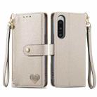 For Sony Xperia 5 IV Love Zipper Lanyard Leather Phone Case(Gray) - 1