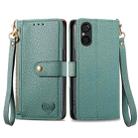 For Sony Xperia 5 V Love Zipper Lanyard Leather Phone Case(Green) - 1