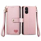 For Sony Xperia 5 V Love Zipper Lanyard Leather Phone Case(Pink) - 1