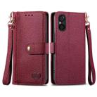 For Sony Xperia 5 V Love Zipper Lanyard Leather Phone Case(Red) - 1