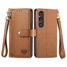For Sony Xperia 1 VI Love Zipper Lanyard Leather Phone Case(Brown) - 1