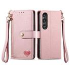 For Sony Xperia 1 VI Love Zipper Lanyard Leather Phone Case(Pink) - 1