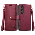 For Sony Xperia 1 VI Love Zipper Lanyard Leather Phone Case(Red) - 1